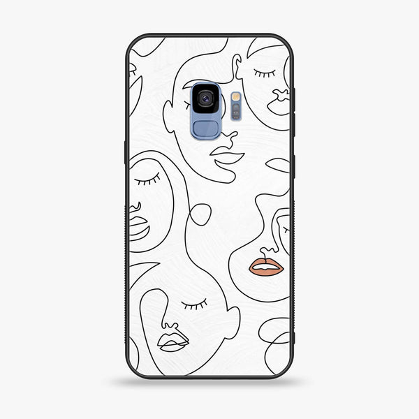 Galaxy S9 - Girls Line Art Series - Premium Printed Glass soft Bumper shock Proof Case