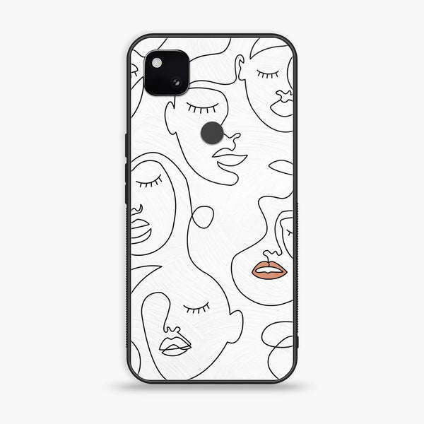 Google Pixel 4A 4G - Girls Line Art Series - Premium Printed Glass soft Bumper shock Proof Case