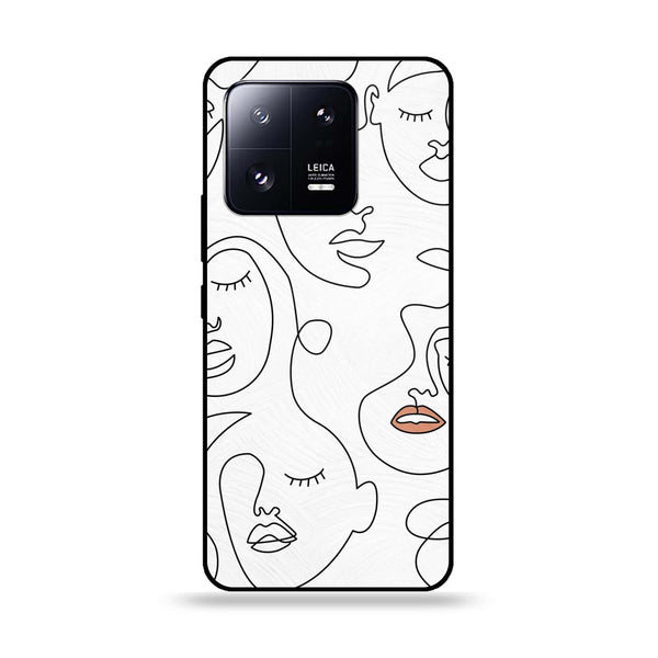 Xiaomi 13 Pro - Girls Line Art Series - Premium Printed Glass soft Bumper shock Proof Case