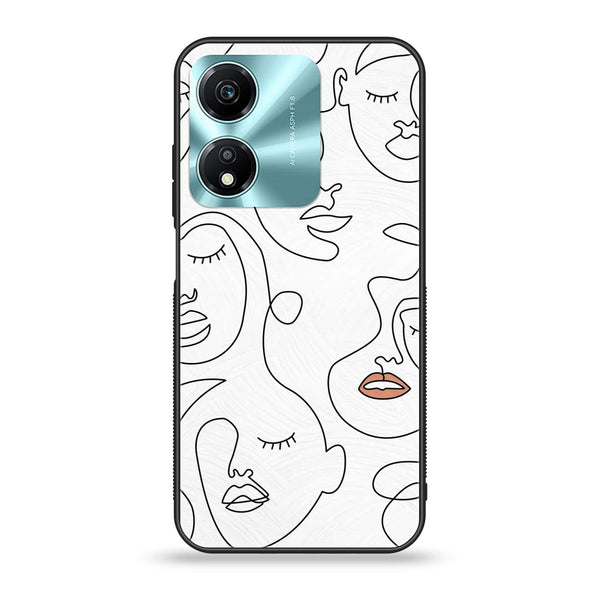 Honor X5 Plus - Girls Line Art Series - Premium Printed Glass soft Bumper shock Proof Case