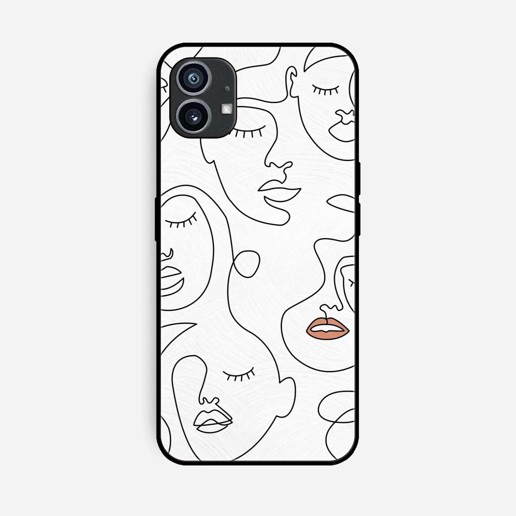 Nothing Phone 1  Girl Line Art Series Premium Printed Glass soft Bumper shock Proof Case
