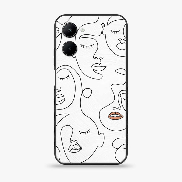 Realme C33 - Girls Line Art Series - Premium Printed Glass soft Bumper shock Proof Case