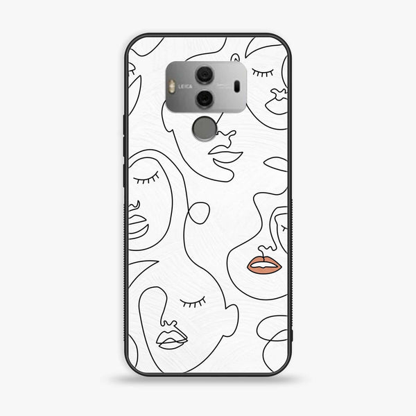 Huawei Mate 10 - Girls Line Art Series - Premium Printed Glass soft Bumper shock Proof Case