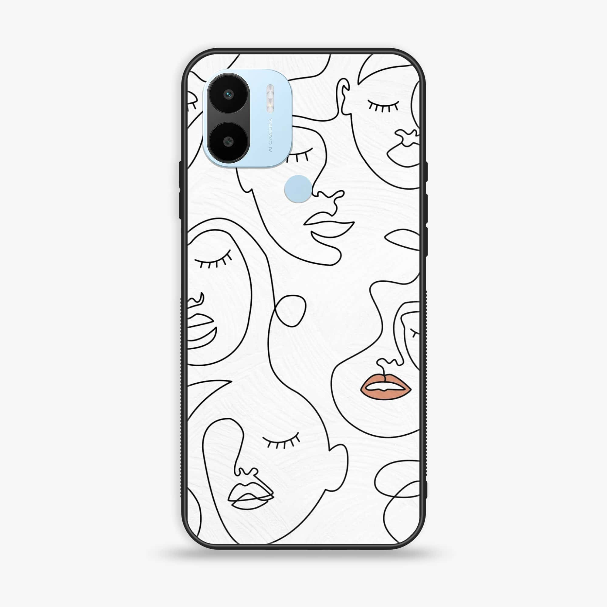 Xiaomi Redmi A2 Plus - Girls Line Art Series - Premium Printed Glass soft Bumper shock Proof Case