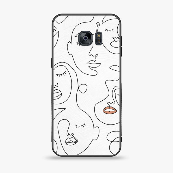 Samsung Galaxy S7 - Girls Line Art Series - Premium Printed Glass soft Bumper shock Proof Case