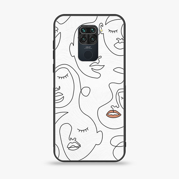 xiaomi Redmi Note 9 Girl Line Art  Design 1  Premium Printed Glass soft Bumper shock Proof Case  CS-30526