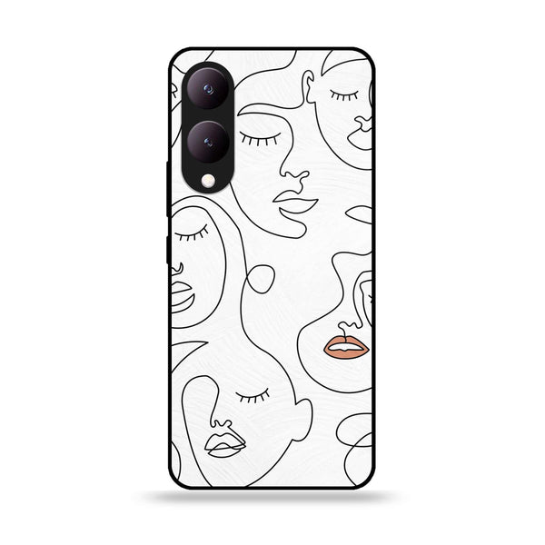 Vivo Y17S - Girls Line Art Design 1 - Premium Printed Glass soft Bumper shock Proof Case CS-14573