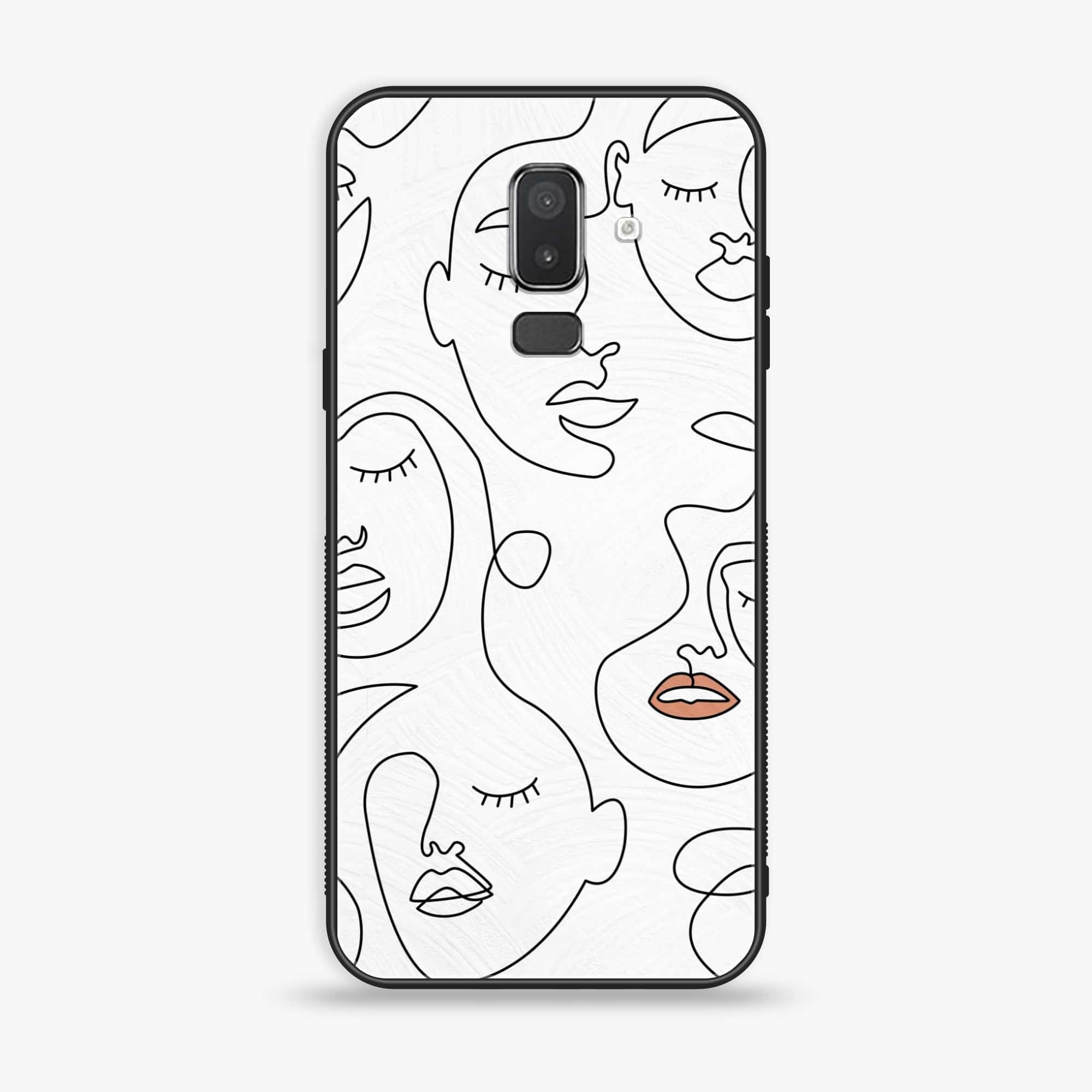 Samsung Galaxy J8 2018 - Girls Line Art Series - Premium Printed Glass soft Bumper shock Proof Case