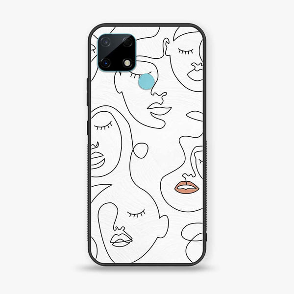 Realme C25 - Girls Line Art Series - Premium Printed Glass soft Bumper shock Proof Case