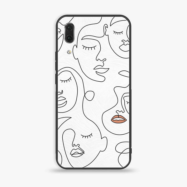 Huawei P20 - Girls Line Art Series - Premium Printed Glass soft Bumper shock Proof Case