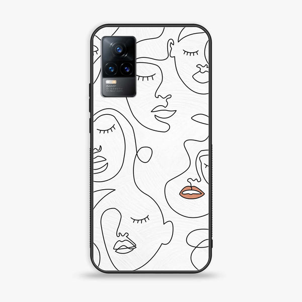 Vivo Y73 - Girls Line Art Series - Premium Metal Printed soft Bumper shock Proof Case