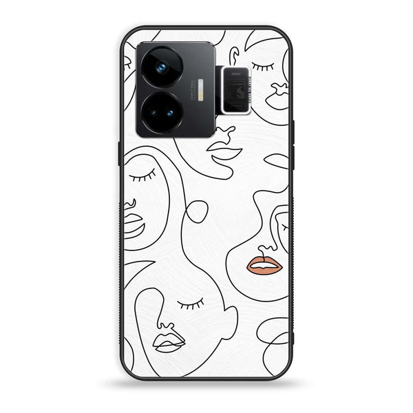 Realme GT3 - Girls Line Art Series - Premium Printed Glass soft Bumper shock Proof Case