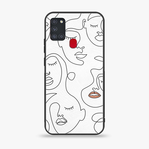 Samsung Galaxy A21s - Girl Line Art Design 1 - Premium Printed Glass soft Bumper shock Proof Case CS-21176