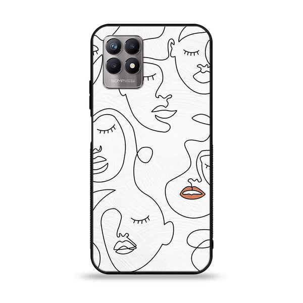 Realme 8i - Girls Line Art - Premium Printed Glass soft Bumper shock Proof Case