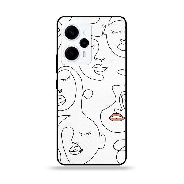 Xiaomi Poco F5 - Girls Line Art Series - Premium Printed Glass soft Bumper shock Proof Case