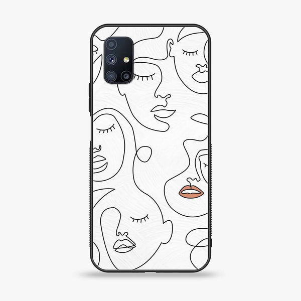 Samsung Galaxy M51 - Girls Line Art Series - Premium Printed Glass soft Bumper shock Proof Case