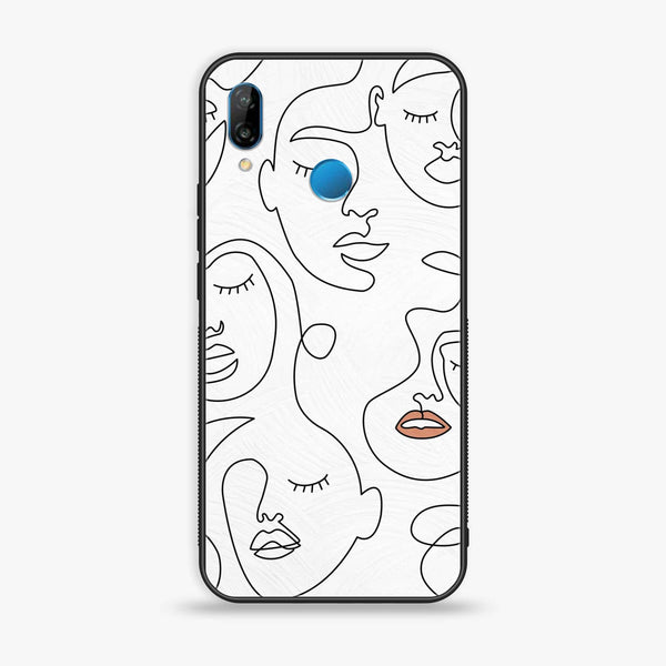 Huawei Y9 (2019) - Girls Line Art Series - Premium Printed Glass soft Bumper shock Proof Case