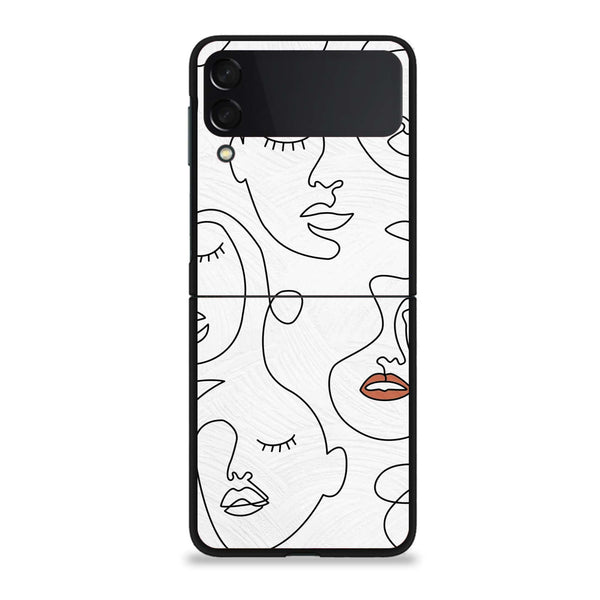 Galaxy Z Flip 3 - Girls Line Art Series - Premium Printed Glass soft Bumper shock Proof Case