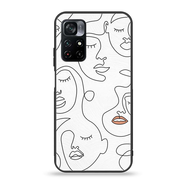 Xiaomi Poco M4 Pro 5G Girls Line Art Series Premium Printed Glass soft Bumper shock Proof Case