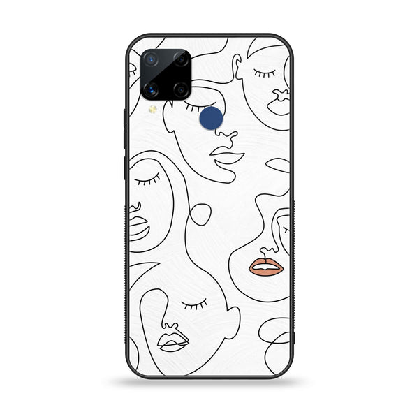 Realme C15 - Girls Line Art Series - Premium Printed Glass soft Bumper shock Proof Case