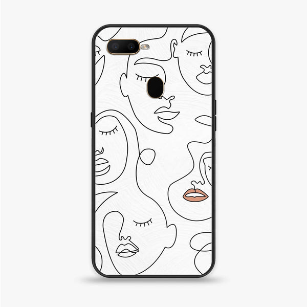OPPO F9 Pro - Girls Line Art Series - Premium Printed Glass soft Bumper shock Proof Case