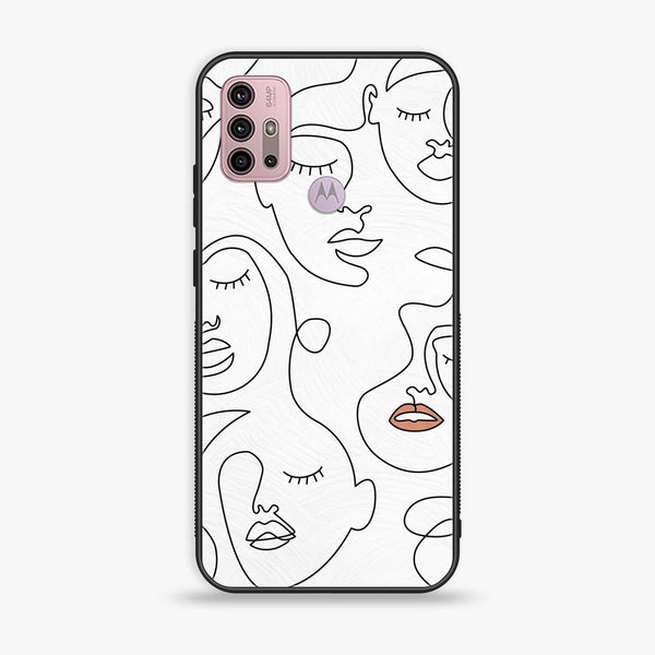 Motorola Moto G20 - Girls Line Art Series - Premium Printed Glass soft Bumper shock Proof Case