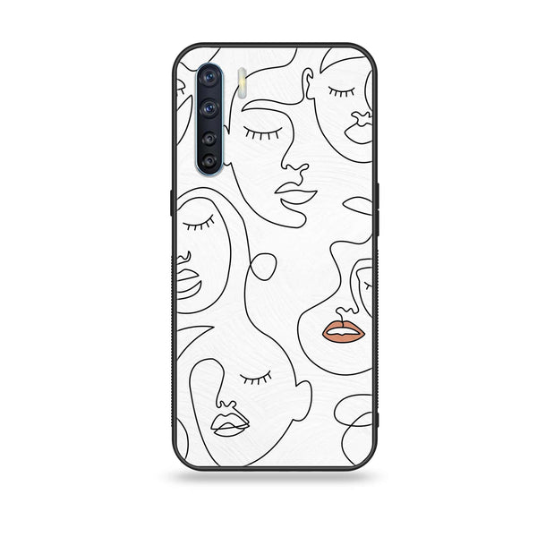 Oppo Reno 3 / OPPO A91 / F15  - Girls Line Art Series - Premium Printed Glass soft Bumper shock Proof Case
