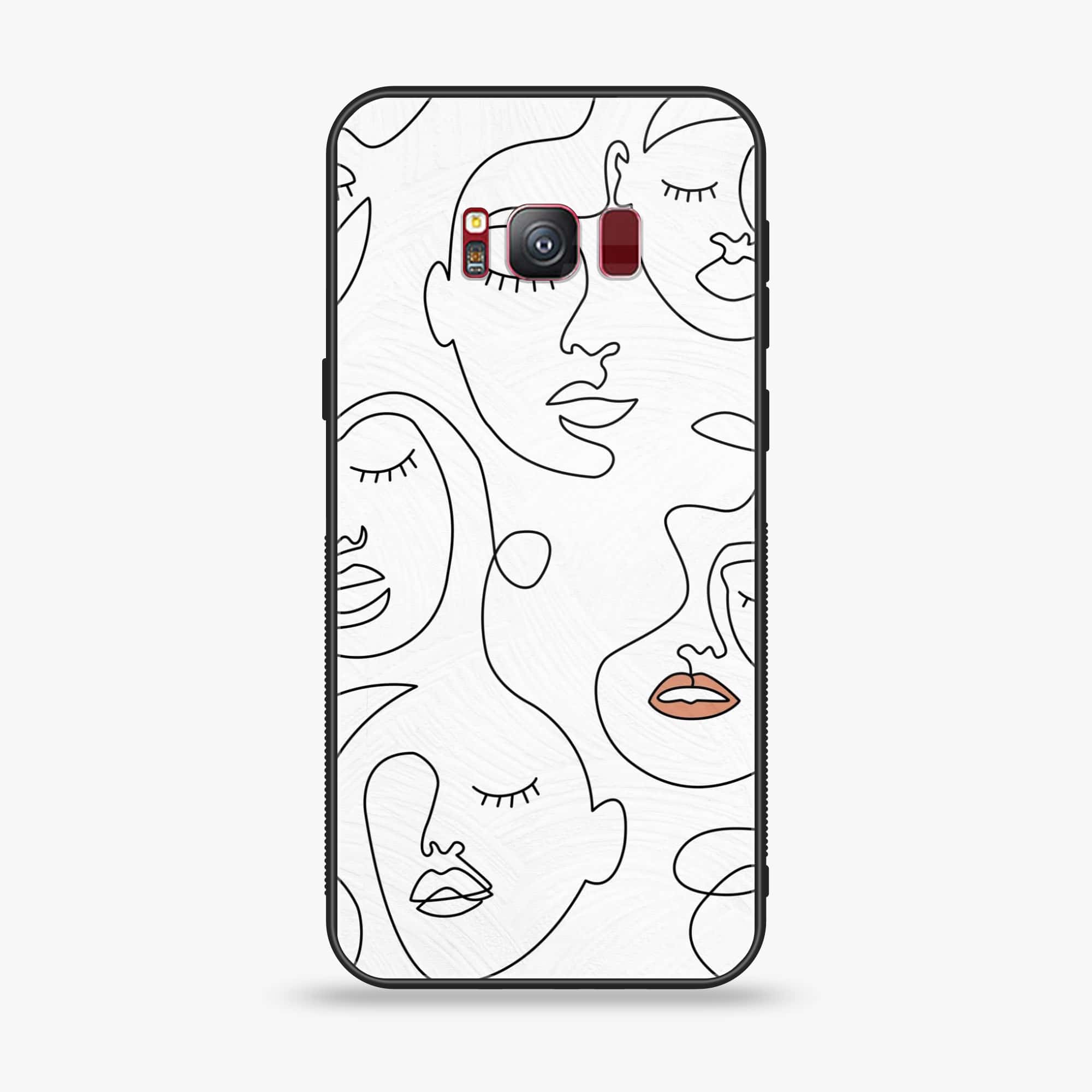 Samsung S8 - Girls Line Art Series - Premium Printed Glass soft Bumper shock Proof Case