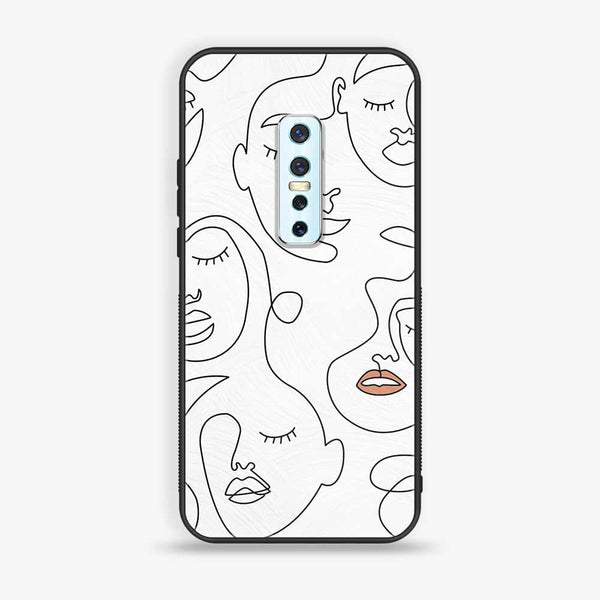 VIVO V17 PRO - Girls Line Art Series - Premium Printed Glass soft Bumper shock Proof Case