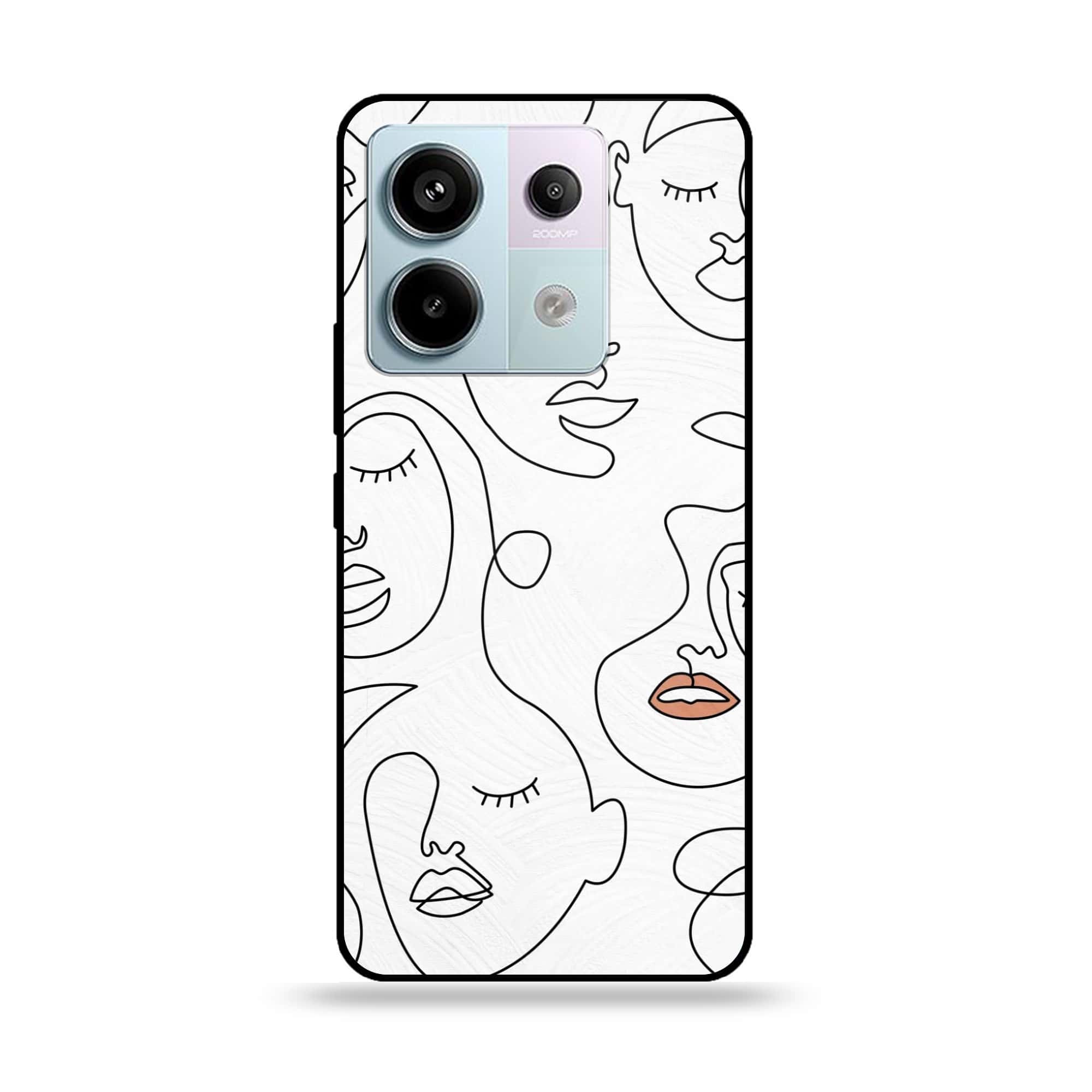 Redmi Note 13 - Girls Line Art - Premium Metal Printed soft Bumper shock Proof Case