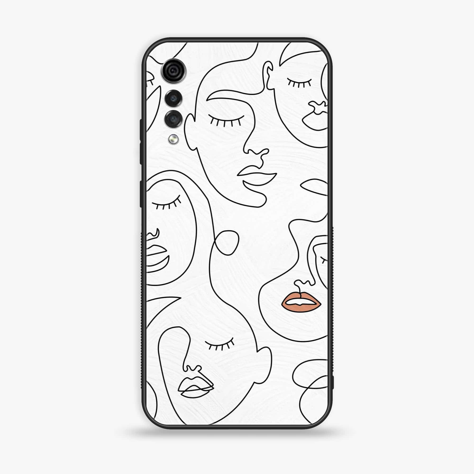 LG Velvet - Girls Line Art Series - Premium Printed Glass soft Bumper shock Proof Case