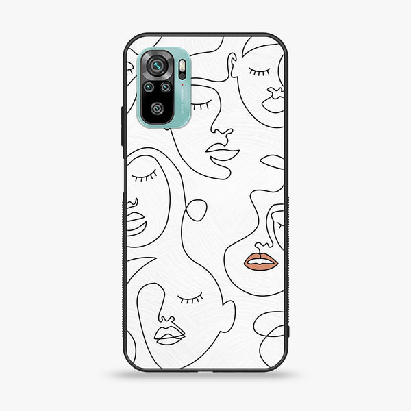 Redmi Note 10/ Note 10s - Girl Line Art Design 1  - Premium Printed Glass soft Bumper shock Proof Case CS-36473