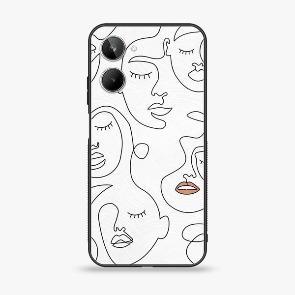 Realme 10 4G - Girls Line Art Series - Premium Printed Glass soft Bumper shock Proof Case