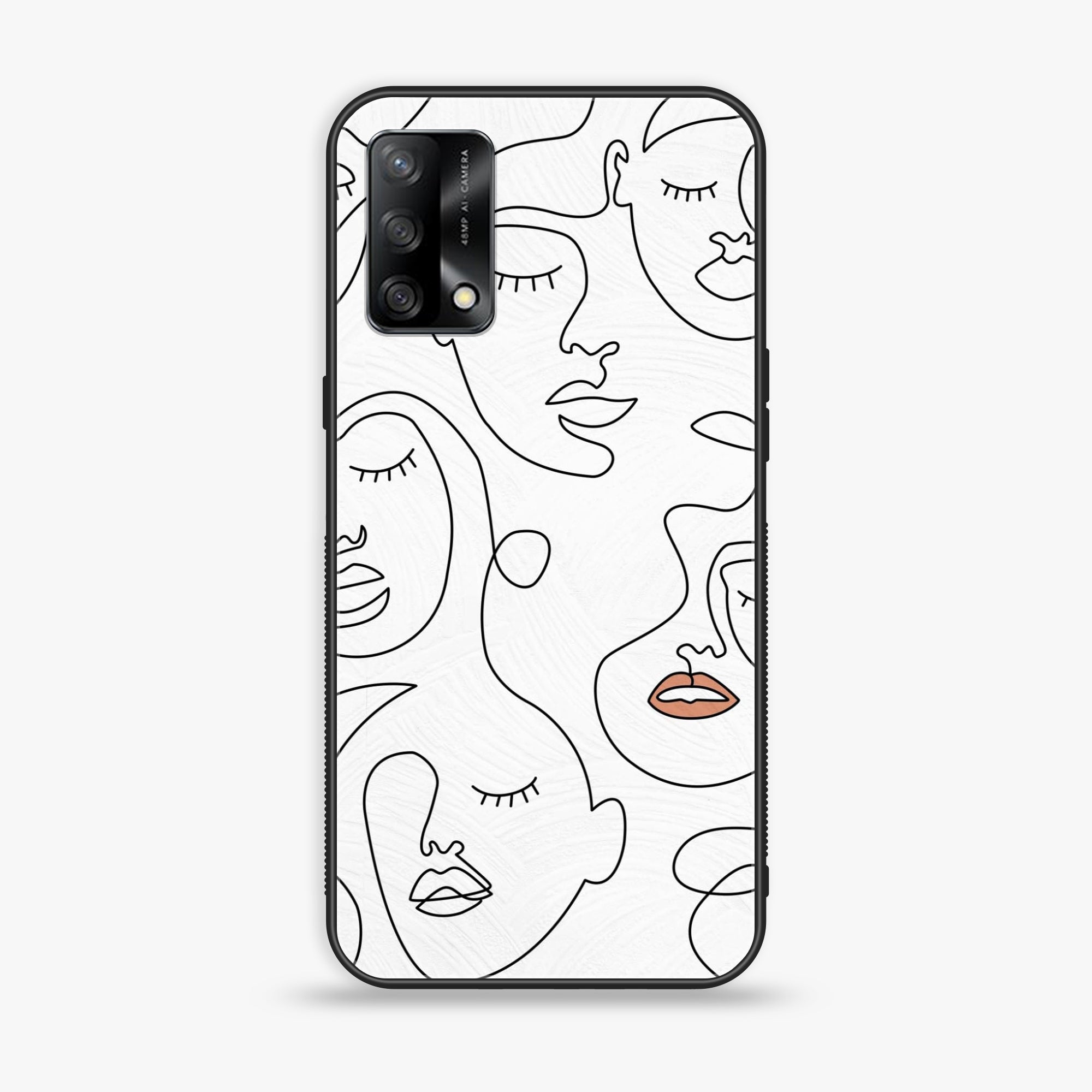 Oppo F19s  - Girl Line Art Series - Premium Metal Printed soft Bumper shock Proof Case