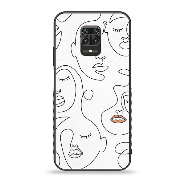 Xiaomi Redmi Note 9 Pro - Girls Line Art Series - Premium Printed Glass soft Bumper shock Proof Case