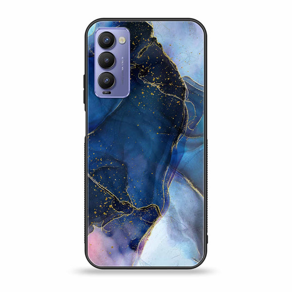 Tecno Camon 18 Premier Blue Marble Design 7  Premium Printed Glass soft Bumper shock Proof Case CS-39234