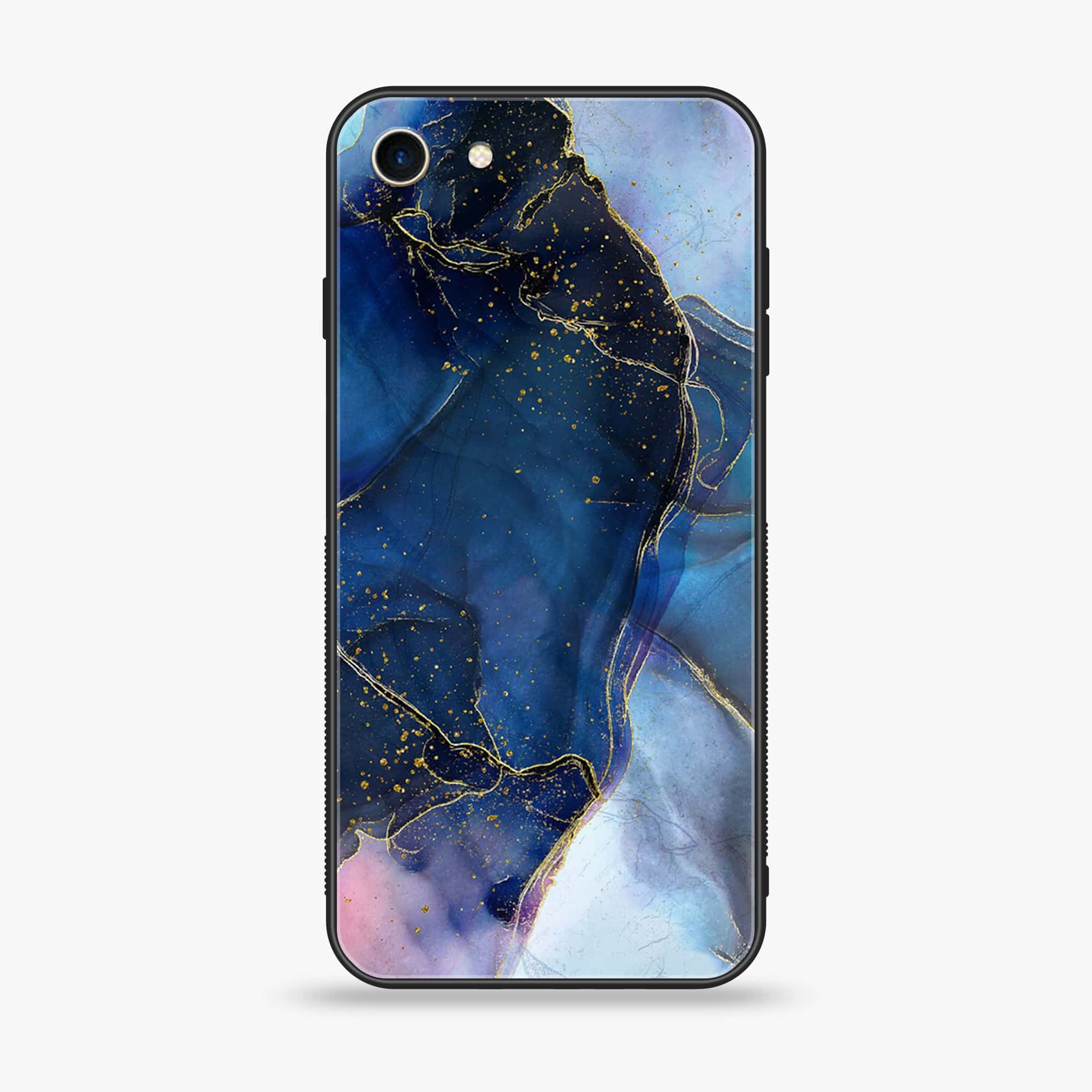 iPhone 8 - Blue Marble Series - Premium Printed Glass soft Bumper shock Proof Case