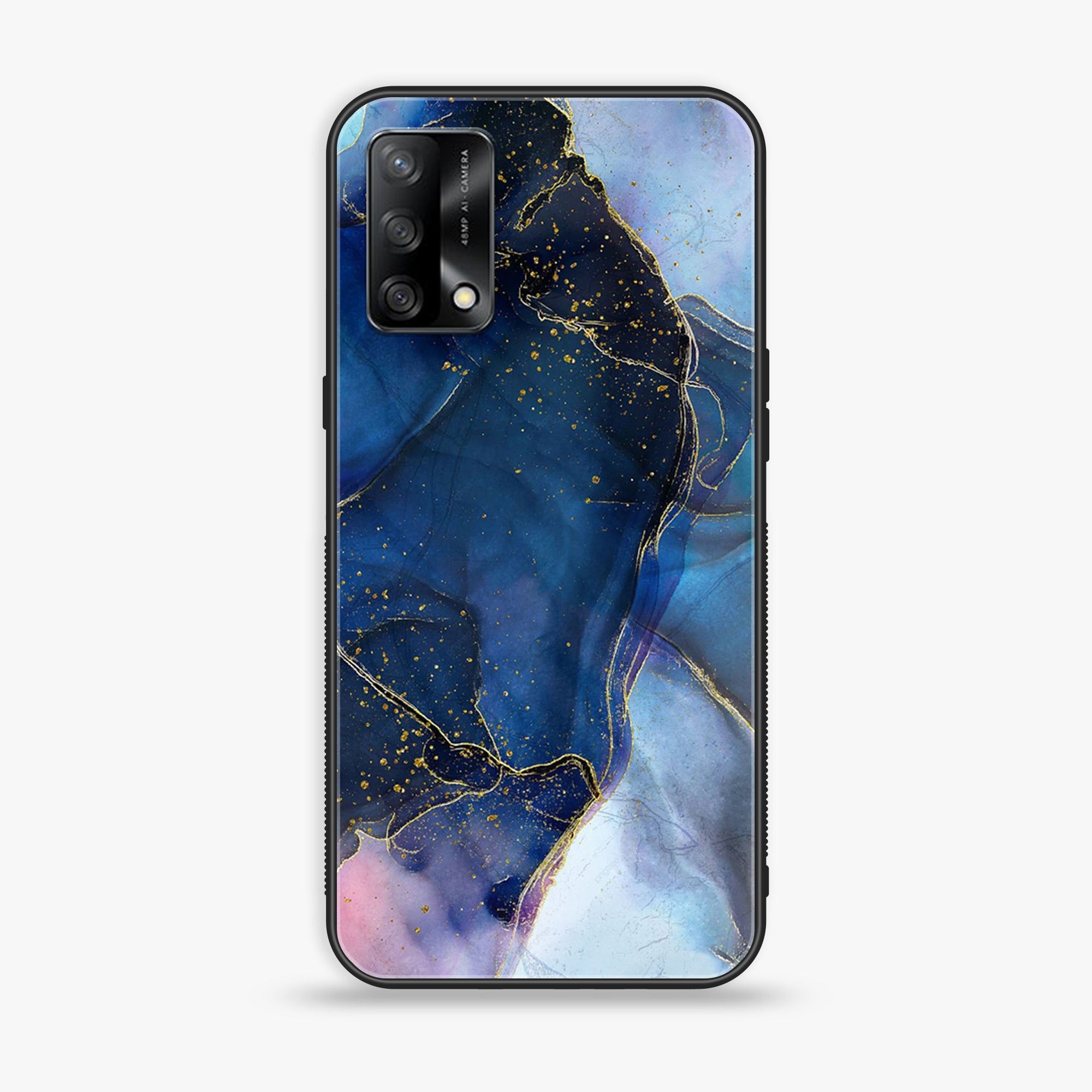 Oppo F19s  - Blue Marble Series - Premium Metal Printed soft Bumper shock Proof Case