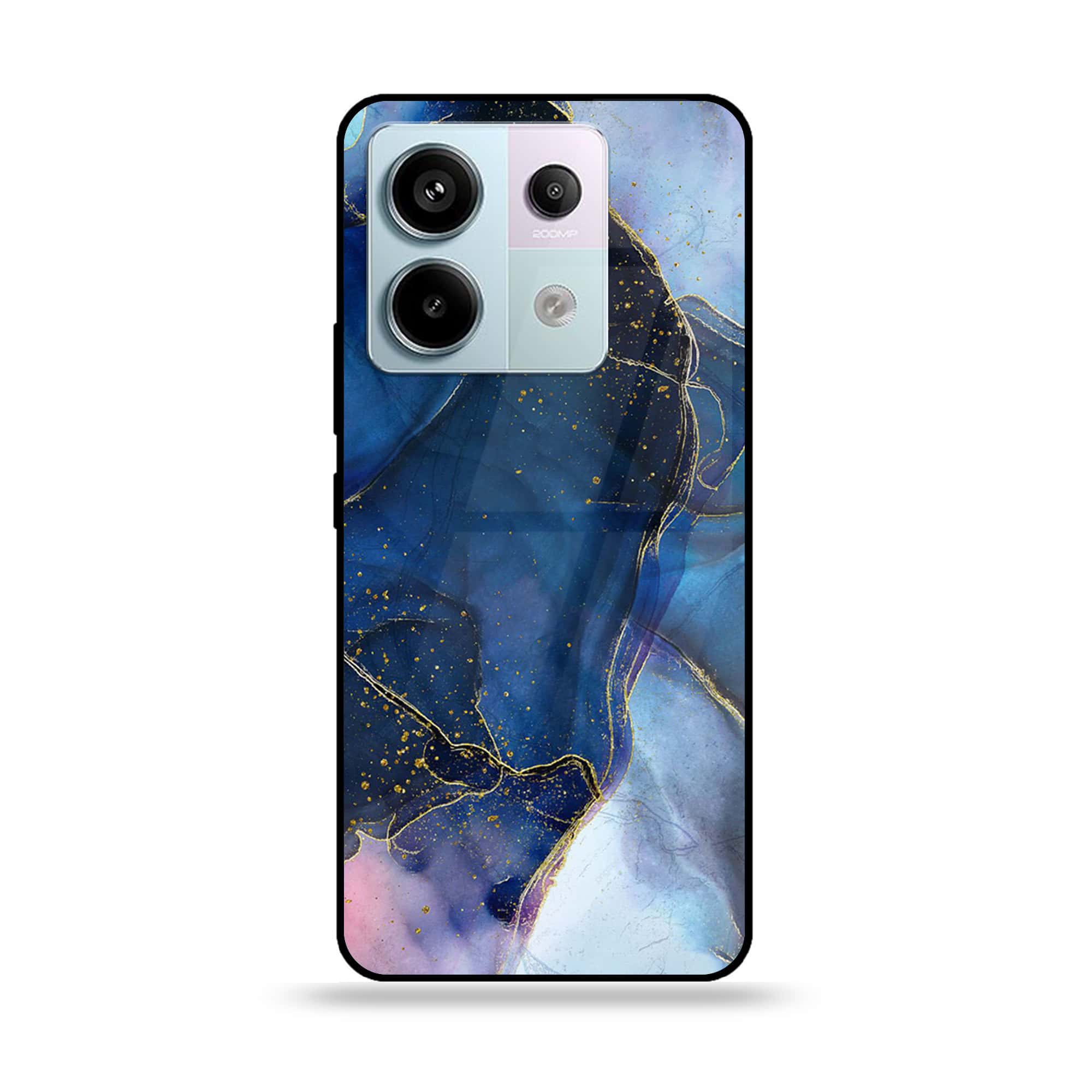 Redmi Note 13 - Blue Marble Series - Premium Metal Printed soft Bumper shock Proof Case