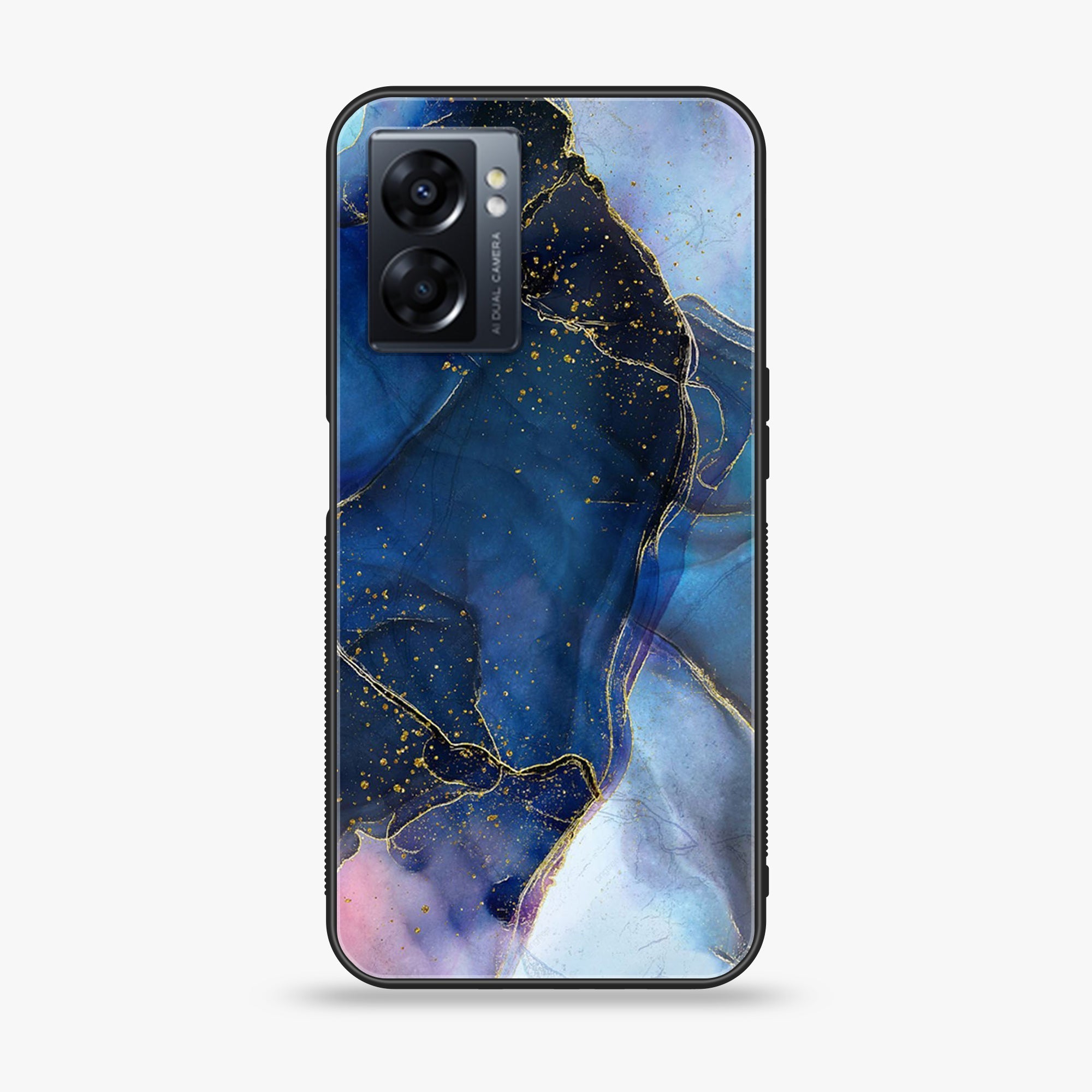 Oppo A77 4G - Blue Marble Series - Premium Metal Printed soft Bumper shock Proof Case