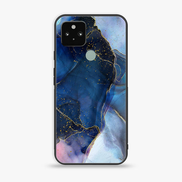 Google Pixel 5- Blue Marble Design 7 - Premium Printed Glass soft Bumper shock Proof Case CS-21599