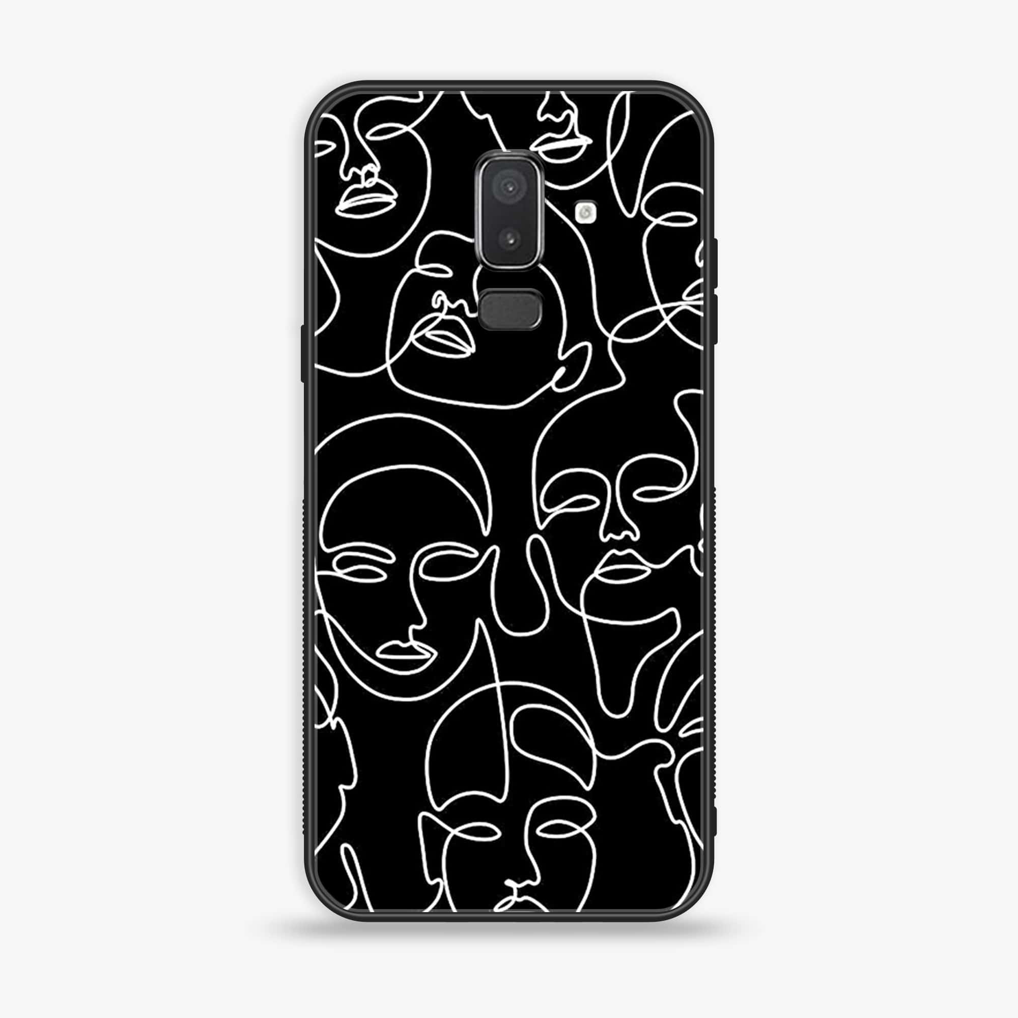Samsung Galaxy J8 2018 - Girls Line Art Series - Premium Printed Glass soft Bumper shock Proof Case