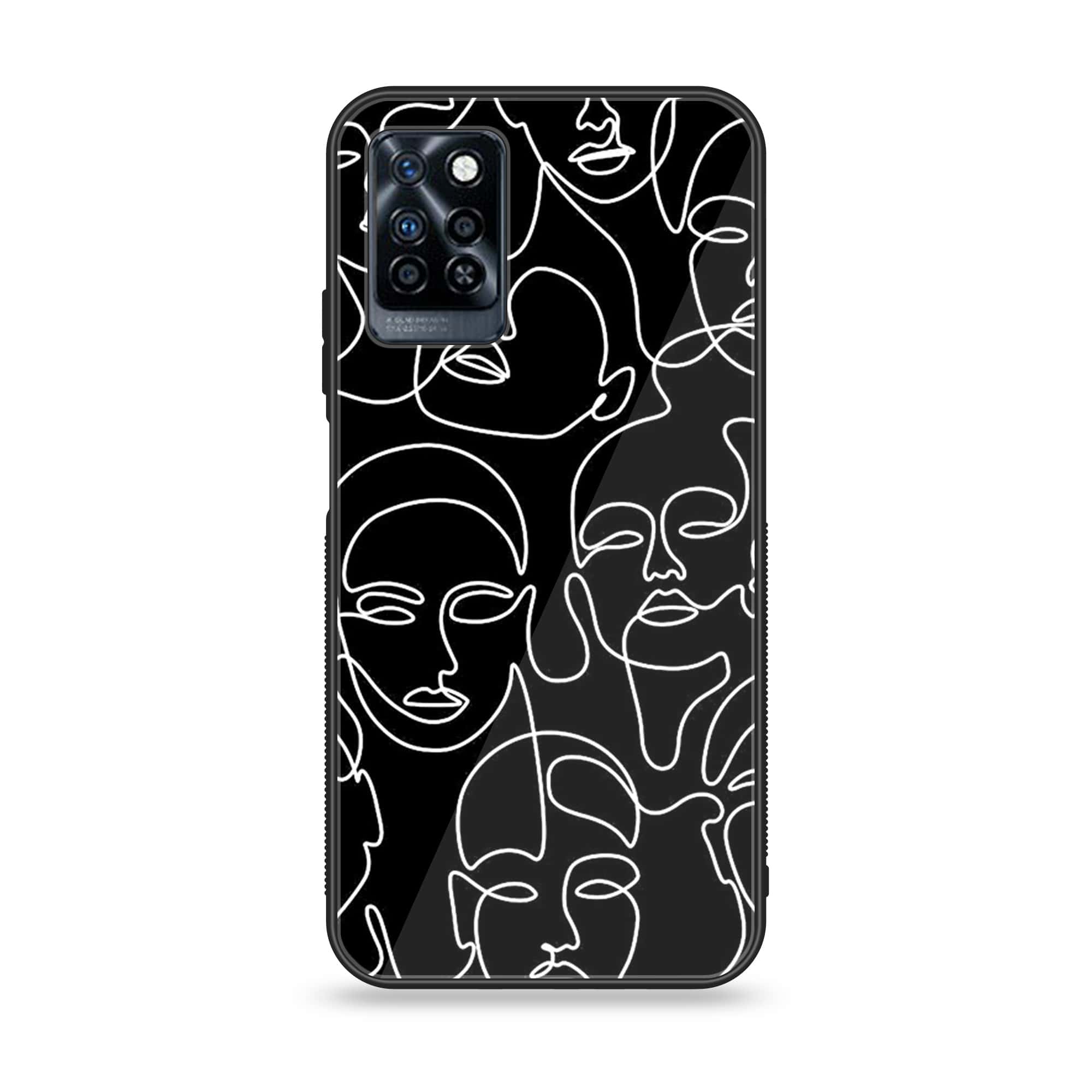 Infinix Note 10 Pro - Girls Line Art Series - Premium Printed Glass soft Bumper shock Proof Case