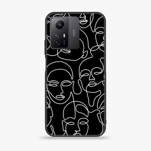 Xiaomi Redmi Note 12S - Girls Line Art Design 10 - Premium Printed Glass soft Bumper shock Proof Case  CS-24099