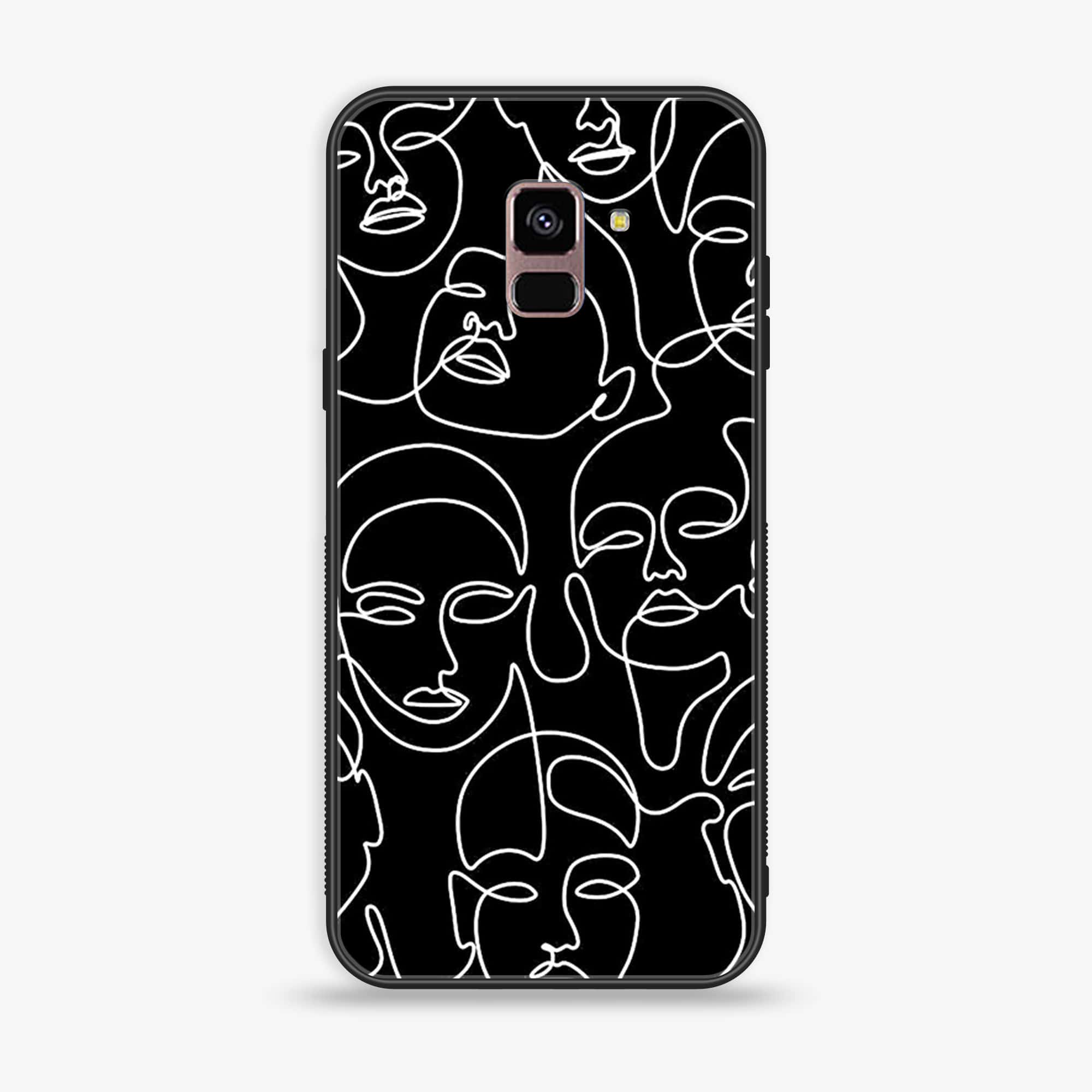Samsung Galaxy A8+ (2018) - Girls Line Art Series - Premium Printed Glass soft Bumper shock Proof Case