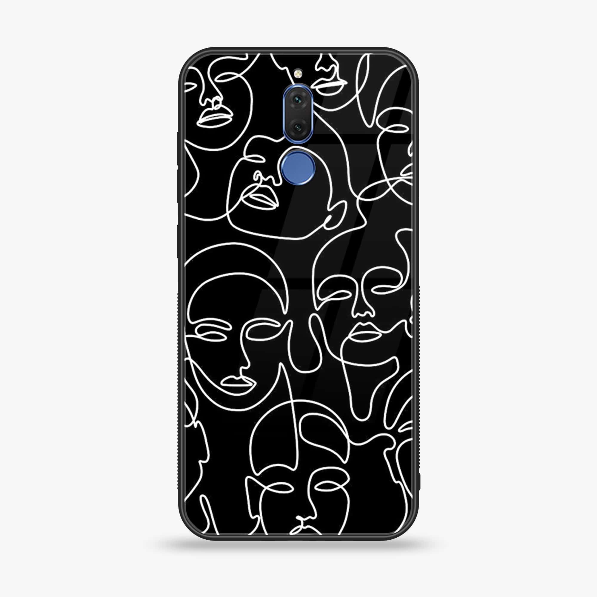 Huawei Mate 10 Lite - Girls Line Art Series - Premium Printed Glass soft Bumper shock Proof Case