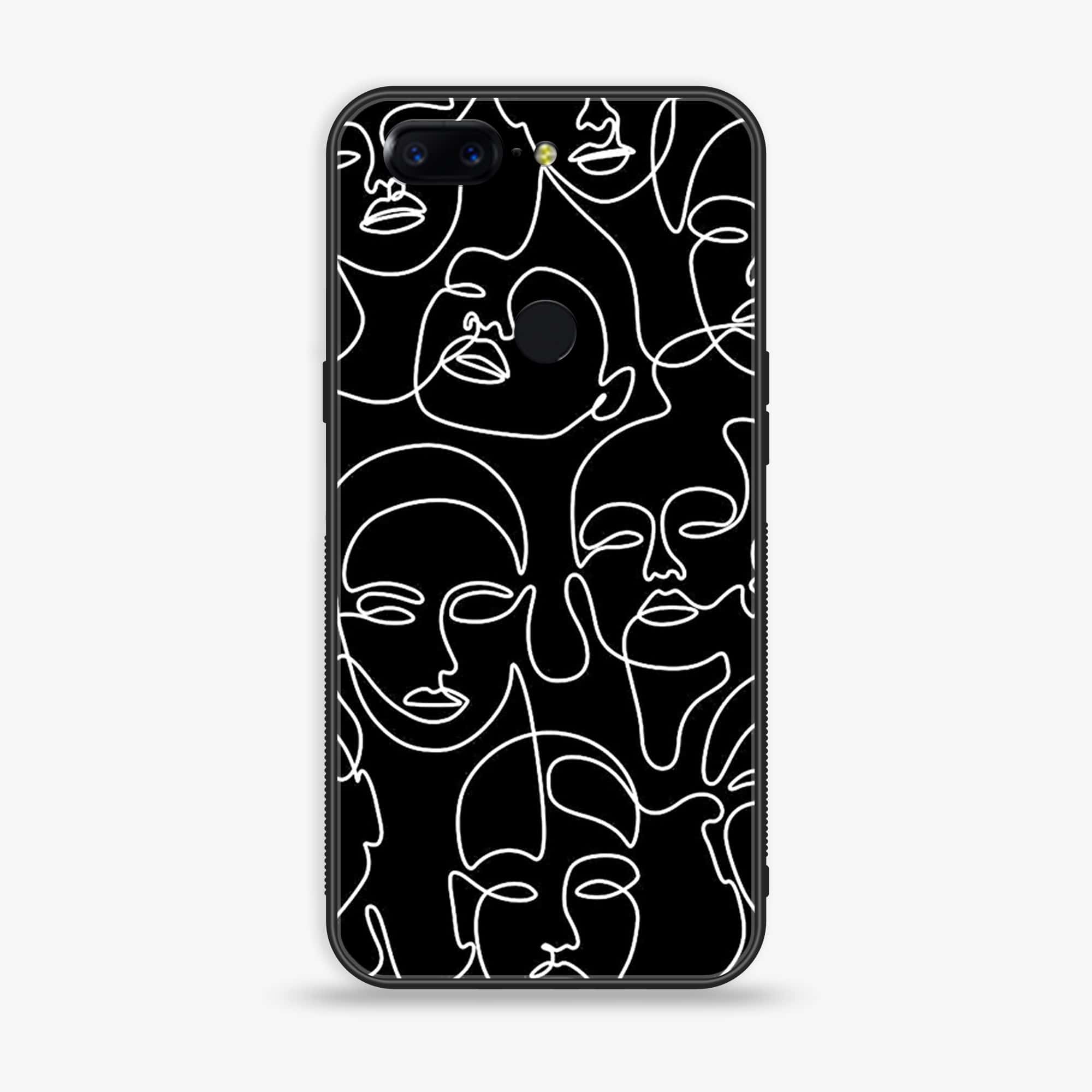 OnePlus 5T - Girls Line Art - Premium Printed Glass soft Bumper shock Proof Case