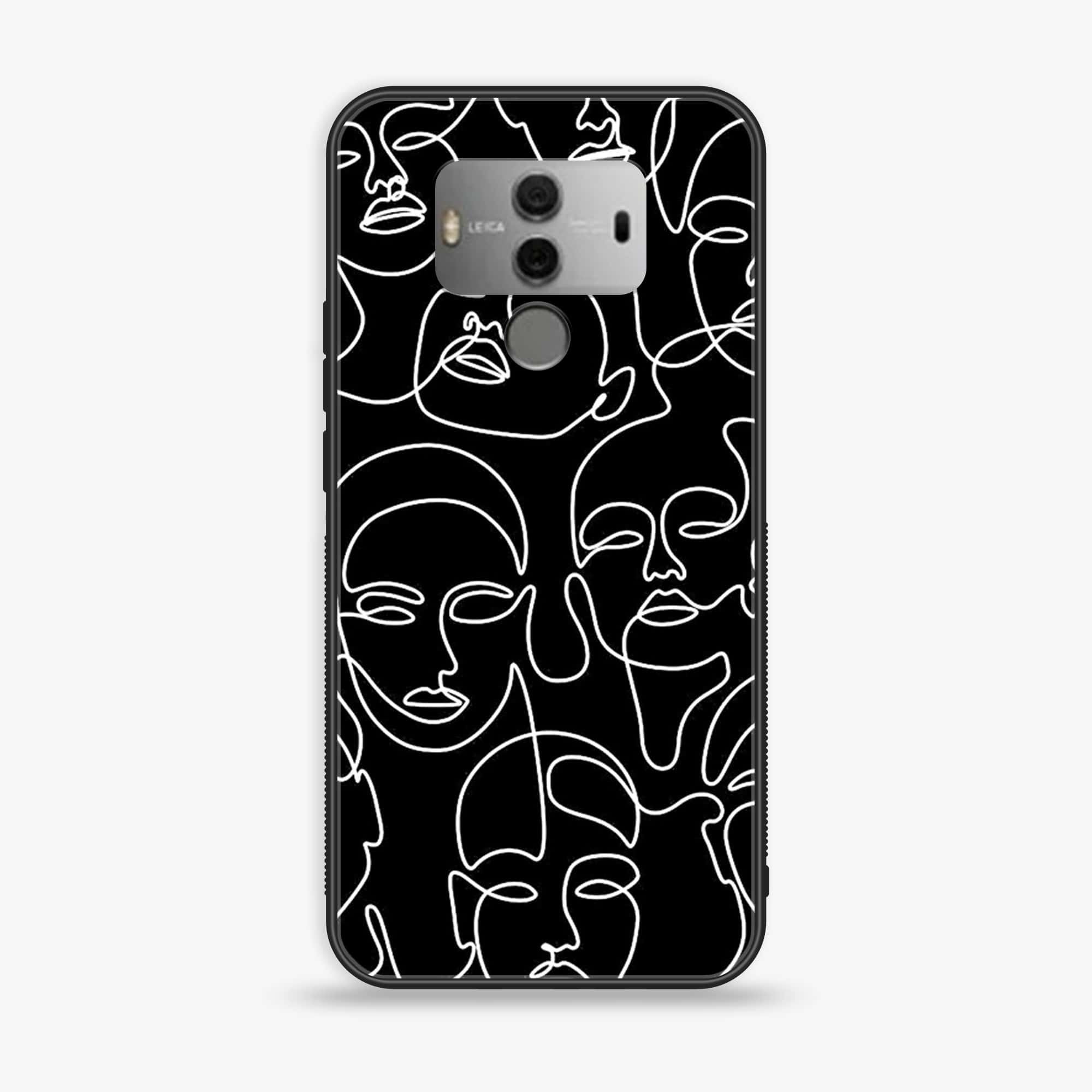 Huawei Mate 10 - Girls Line Art Series - Premium Printed Glass soft Bumper shock Proof Case