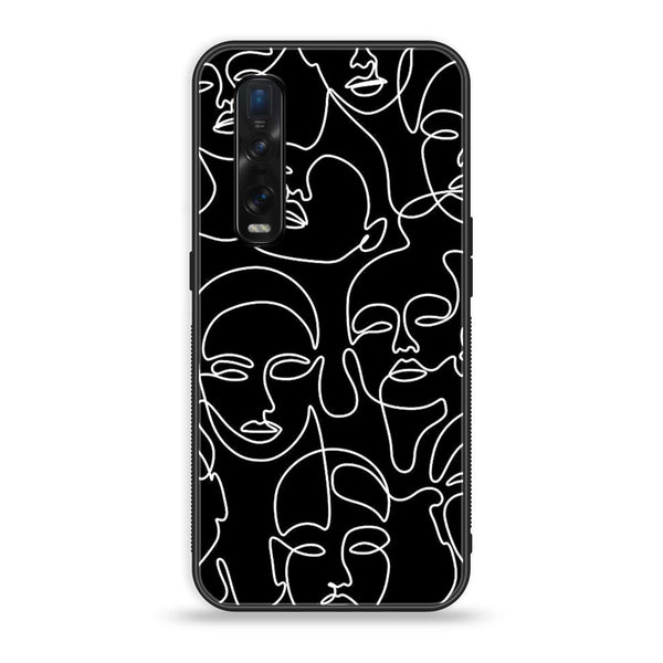 Oppo Find X2 Pro -Girl Line Art Series - Premium Printed Glass soft Bumper shock Proof Case