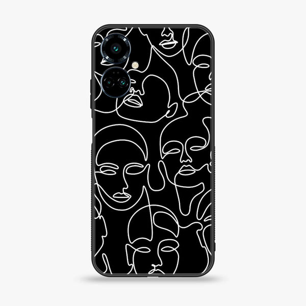 Tecno Camon 19 Girl Line Art Premium Printed Glass soft Bumper shock Proof Case